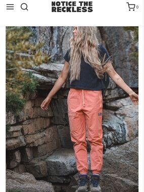 Notice the Reckless XL Hiking Pants NWT Coral Orange Trail Cargo Outdoor Joggers